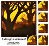 Beleuchtetes Wildlife Silhouette Wandkunst Designmuster