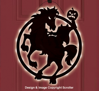 Lighted Headless Horseman Door Decor Design Pattern