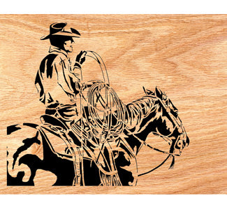 Cowboy on Horseback Scrolled Portrait Art Pattern - The Winfield Collection
