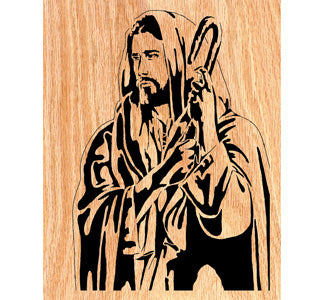 The Good Shepherd Scrolled Portrait Art Design Pattern