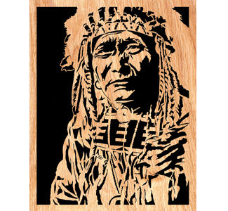 Chief Scrolled Portrait Art Design Pattern