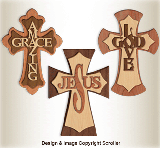 Set of 3 Layered Wall Crosses Pattern