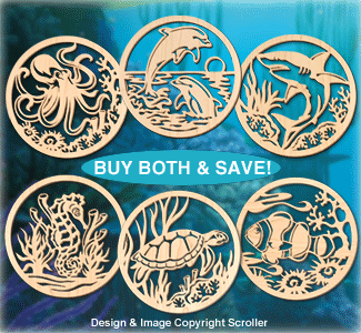 Underwater Sea Creature Wall Art Scroll Saw Pattern Set-Downloadable