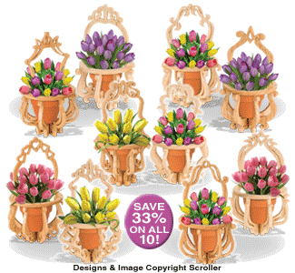 All 5 Slotted Basket Scroll Saw Patterns (IH) - The Winfield Collection