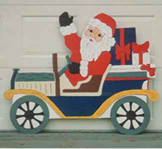 Santa in Old Car Woodcraft Pattern