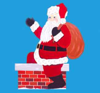 Waving Rooftop Santa Woodcraft Pattern (F)