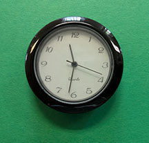 Mini-Clock Insert 1-7/16 Black Bevel/Arabic Numerals with Ivory/White Face [MCBLK]