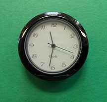 Mini-Clock Insert 1-7/16 Black Bevel/Arabic Numerals with Ivory/White Face [MCBLK]