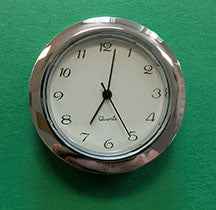Mini-Clock Insert 1-7/16 Silver color Bevel/Arabic Numerals with Ivory/White Face [MCSLV]