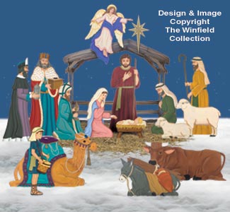 1/3 Life-Size Nativity Color Posters and Stable Pattern