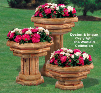 Landscape Timber Pedestal Planter Trio Plan