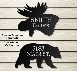 Bear & Moose House Plaques Wood Pattern