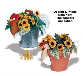 Rooster & Hen Planter Woodworking Pattern