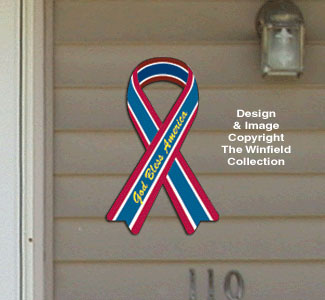 House Ribbon - God Bless Wood Pattern