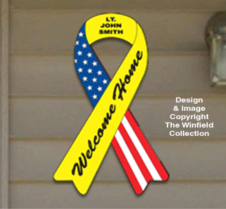 House Size Welcome Ribbon Wood Pattern