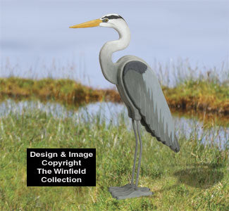 3D Life-Size Blue Heron Wood Pattern