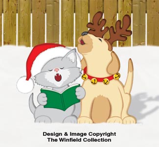 Caroling Kitten and Puppy Woodcraft Pattern - The Winfield Collection