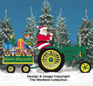 Waving Side View Santa #2, Tractor and Wagon Pattern Set (W1335CY, W1348CY & YD251)