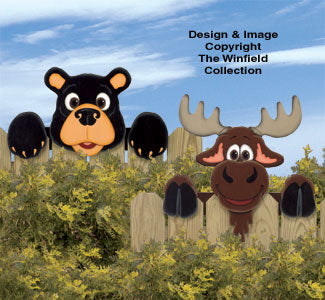 Bear & Moose Fence Peekers Wood Pattern