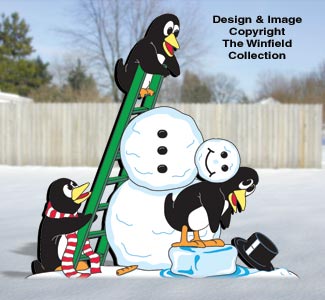 Penguins Building a Snowman Pattern - The Winfield Collection