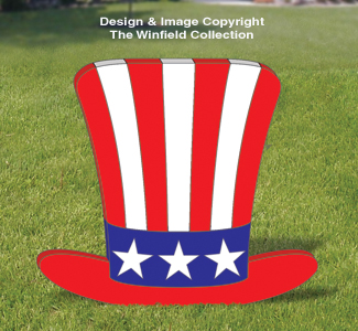 PATRIOTIC DECORATIONS UNCLE SAM HAT WOOD OUTDOOR LAWN & YARD ART SIGN 4TH OF JULY 